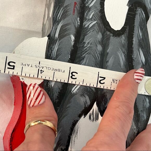 HAND PAINTED VINTAGE WOODEN  
CHRISTMAS CAT IN STOCKING HAT USA MADE - Picture 5 of 9